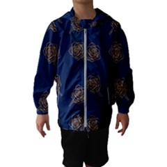 Roses Pattern Blue Color Kids  Hooded Windbreaker by brightlightarts