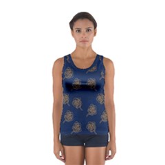 Roses Pattern Blue Color Sport Tank Top  by brightlightarts