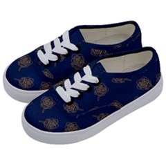 Roses Pattern Blue Color Kids  Classic Low Top Sneakers by brightlightarts