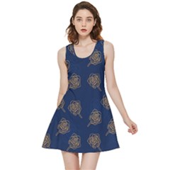 Roses Pattern Blue Color Inside Out Reversible Sleeveless Dress by brightlightarts