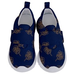 Roses Pattern Blue Color Kids  Velcro No Lace Shoes by brightlightarts