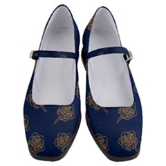 Roses Pattern Blue Color Women s Mary Jane Shoes by brightlightarts