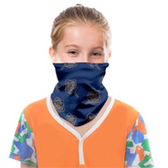 Roses Pattern Blue Color Face Covering Bandana (kids) by brightlightarts