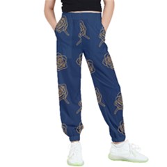 Roses Pattern Blue Color Kids  Elastic Waist Pants by brightlightarts