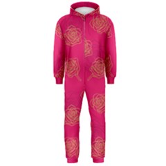 Roses Pattern Pink Color Hooded Jumpsuit (men) 