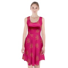 Roses Pattern Pink Color Racerback Midi Dress by brightlightarts