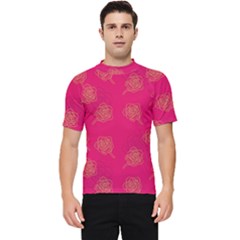 Roses Pattern Pink Color Men s Short Sleeve Rash Guard by brightlightarts