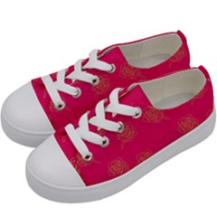 Roses Pattern Pink Color Kids  Low Top Canvas Sneakers by brightlightarts