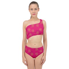 Roses Pattern Pink Color Spliced Up Two Piece Swimsuit by brightlightarts