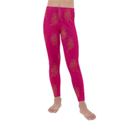 Roses Pattern Pink Color Kids  Lightweight Velour Leggings by brightlightarts