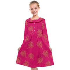 Roses Pattern Pink Color Kids  Midi Sailor Dress by brightlightarts