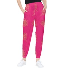 Roses Pattern Pink Color Tapered Pants by brightlightarts