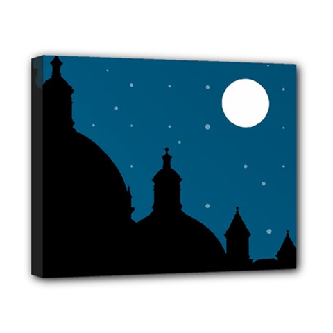 Silhouette Night Scene Cityscape Illustration Canvas 10  X 8  (stretched)