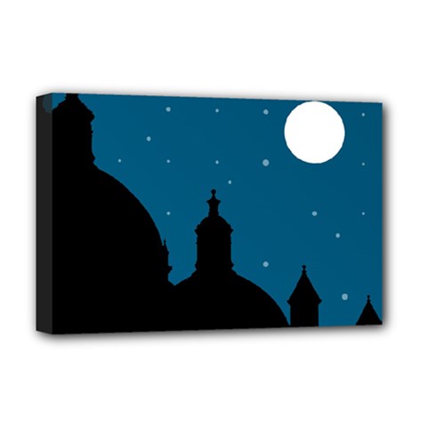 Silhouette Night Scene Cityscape Illustration Deluxe Canvas 18  X 12  (stretched)