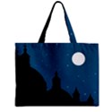 Silhouette Night Scene Cityscape Illustration Zipper Mini Tote Bag View2