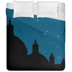 Silhouette Night Scene Cityscape Illustration Duvet Cover Double Side (california King Size) by dflcprintsclothing