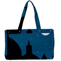 Silhouette Night Scene Cityscape Illustration Canvas Work Bag by dflcprintsclothing