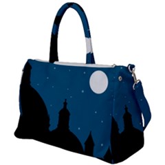 Silhouette Night Scene Cityscape Illustration Duffel Travel Bag