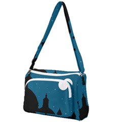 Silhouette Night Scene Cityscape Illustration Front Pocket Crossbody Bag