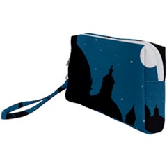 Silhouette Night Scene Cityscape Illustration Wristlet Pouch Bag (small)