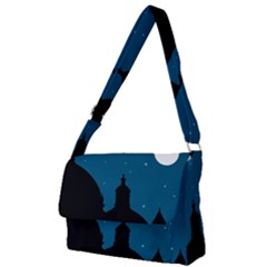 Silhouette Night Scene Cityscape Illustration Full Print Messenger Bag (l) by dflcprintsclothing