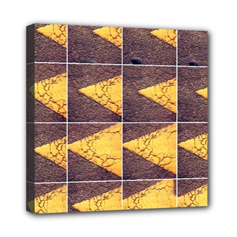 Yellow, Traffic, Cone, Arrow, Cracks, Asphalt  Mini Canvas 8  X 8  (stretched) by ScottFreeArt