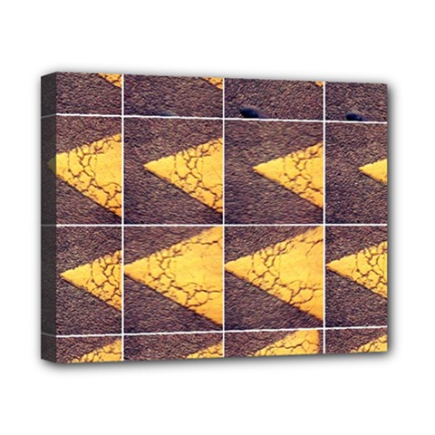 Yellow, Traffic, Cone, Arrow, Cracks, Asphalt  Canvas 10  X 8  (stretched) by ScottFreeArt