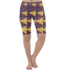 Yellow, Traffic, Cone, Arrow, Cracks, Asphalt  Cropped Leggings  by ScottFreeArt