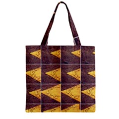 Yellow, Traffic, Cone, Arrow, Cracks, Asphalt  Zipper Grocery Tote Bag by ScottFreeArt