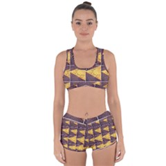 Yellow, Traffic, Cone, Arrow, Cracks, Asphalt  Racerback Boyleg Bikini Set by ScottFreeArt