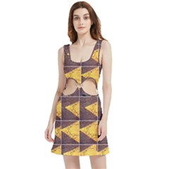 Yellow, Traffic, Cone, Arrow, Cracks, Asphalt  Velvet Cutout Dress by ScottFreeArt