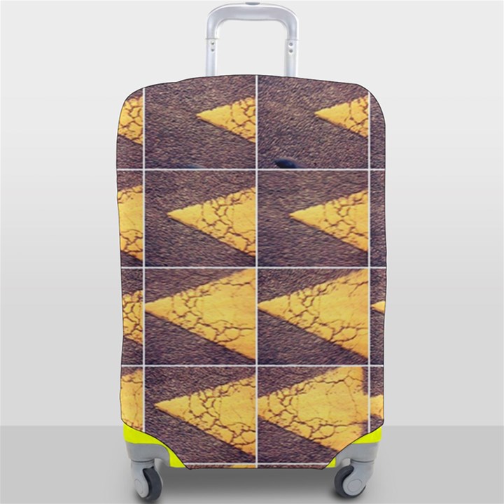 YELLOW, Traffic, cone, arrow, cracks, asphalt  Luggage Cover (Large)