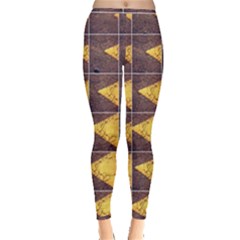 Yellow, Traffic, Cone, Arrow, Cracks, Asphalt  Inside Out Leggings by ScottFreeArt