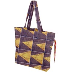 Yellow, Traffic, Cone, Arrow, Cracks, Asphalt  Drawstring Tote Bag