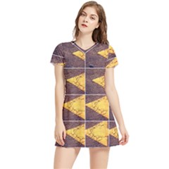 Yellow, Traffic, Cone, Arrow, Cracks, Asphalt  Women s Sports Skirt