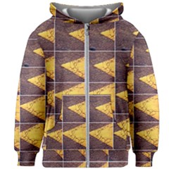 Yellow, Traffic, Cone, Arrow, Cracks, Asphalt  Kids  Zipper Hoodie Without Drawstring