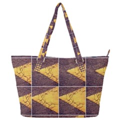 Yellow, Traffic, Cone, Arrow, Cracks, Asphalt  Full Print Shoulder Bag by ScottFreeArt