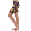 YELLOW, Traffic, cone, arrow, cracks, asphalt  Kids  Lightweight Velour Cropped Yoga Leggings View2