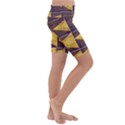 YELLOW, Traffic, cone, arrow, cracks, asphalt  Kids  Lightweight Velour Cropped Yoga Leggings View3