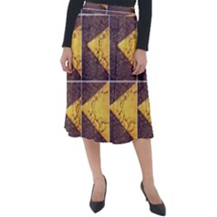 Yellow, Traffic, Cone, Arrow, Cracks, Asphalt  Classic Velour Midi Skirt  by ScottFreeArt