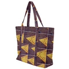 Yellow, Traffic, Cone, Arrow, Cracks, Asphalt  Zip Up Canvas Bag