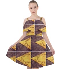 Yellow, Traffic, Cone, Arrow, Cracks, Asphalt  Cut Out Shoulders Chiffon Dress