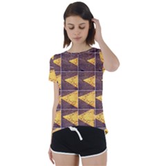 Yellow, Traffic, Cone, Arrow, Cracks, Asphalt  Short Sleeve Foldover Tee