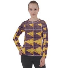 Yellow, Traffic, Cone, Arrow, Cracks, Asphalt  Women s Long Sleeve Raglan Tee