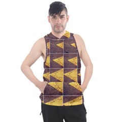 Yellow, Traffic, Cone, Arrow, Cracks, Asphalt  Men s Sleeveless Hoodie