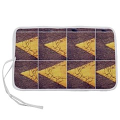 Yellow, Traffic, Cone, Arrow, Cracks, Asphalt  Pen Storage Case (l) by ScottFreeArt