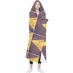 Yellow, Traffic, Cone, Arrow, Cracks, Asphalt  Wearable Blanket by ScottFreeArt