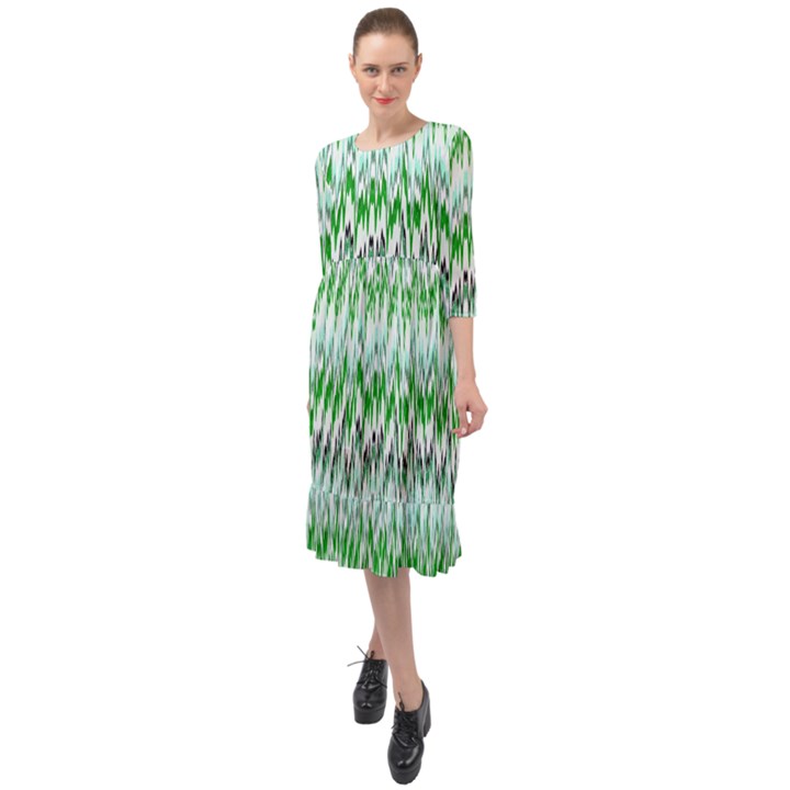 Paper African Tribal Ruffle End Midi Chiffon Dress