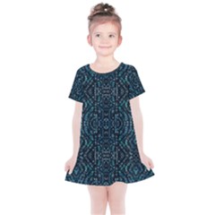 Fancy Stone Mosaic Print Pattern Kids  Simple Cotton Dress