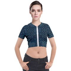 Fancy Stone Mosaic Print Pattern Short Sleeve Cropped Jacket by dflcprintsclothing